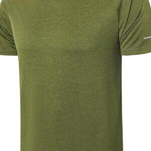 ZENGVEE Men's Workout Shirt Dry Fit Moisture Wicking Short Sleeve Green